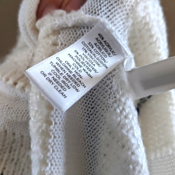 Lou & Grey Striped Sweater Size M, Navy Cream - Picture 5 of 9